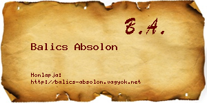 Balics Absolon névjegykártya